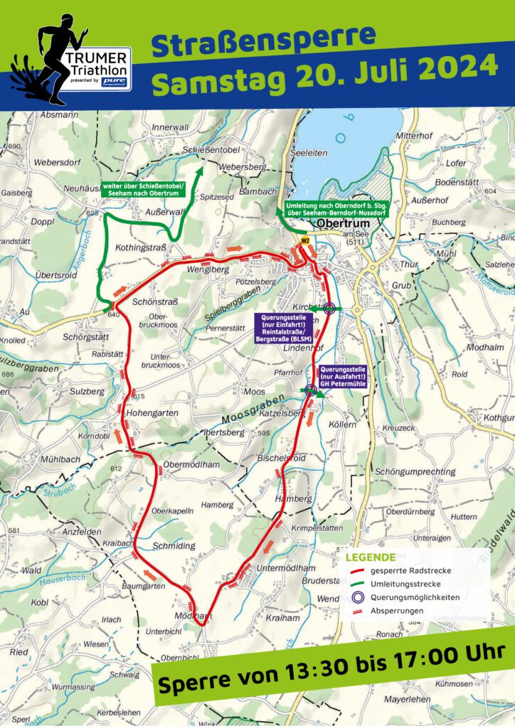Straßensperren Trumer Triathlon - Samstag ab 13:30