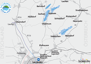 Karte Salzburger Seenland - Orte, Seen und mehr